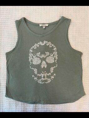 Messy Bun Just Chillin' crop tank In Sage green S